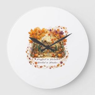 Grande Horloge Ronde Chalet d'automne noyau Aquarelle