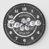 Grande Horloge Ronde Chalkboard Coffee House Bar Monogram Custom (Recto)