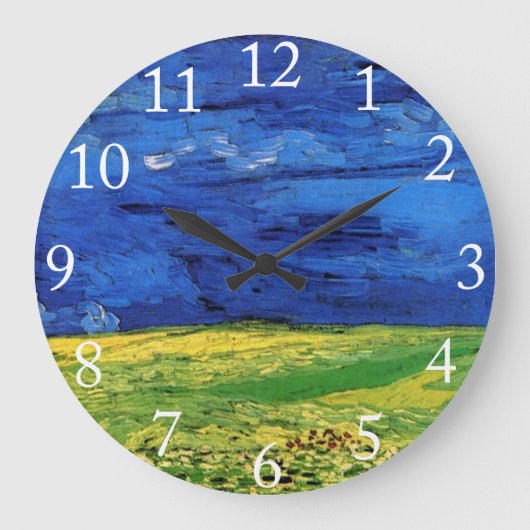 Grande Horloge Ronde Champ de blé sous ciel nuageux par Van Gogh. (Recto)