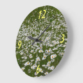 Grande Horloge Ronde Champ de marguerites Fleurs sauvages de l'Alaska (Angle)