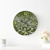Grande Horloge Ronde Champ de marguerites Fleurs sauvages de l'Alaska (Maison)