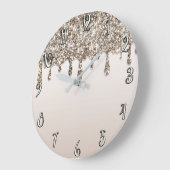 Grande Horloge Ronde Champagne Gold Glitter Drip (Angle)