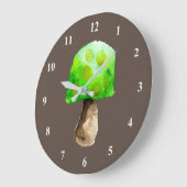 Grande Horloge Ronde Champignon vert aquarelle champignons mignons (Angle)
