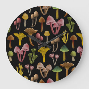 Grande Horloge Ronde Champignons, Lichen et champignons colorés