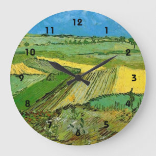 Grande Horloge Ronde Champs de blé à Auvers sous ciel couvert
