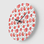 Grande Horloge Ronde Champs de fraises : Fraîcheur d'été (Angle)