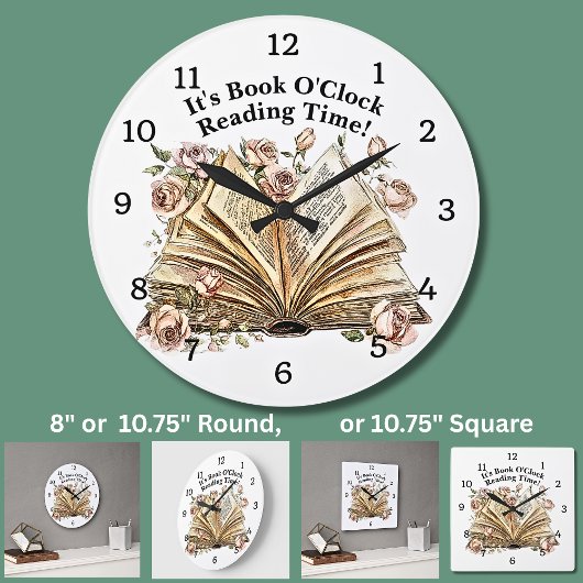Grande Horloge Ronde Change Text - It's Book O'Clock Reading Time
