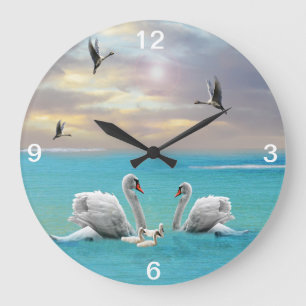 Grande Horloge Ronde Chanson Du Cygne Blanc,
