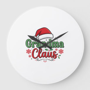 Grande Horloge Ronde Chapeau de Noël de Grand-mère Noël