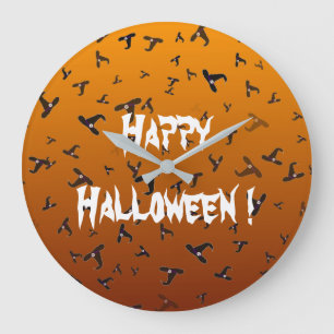 Grande Horloge Ronde Chapeaux de sorcière d'Halloween