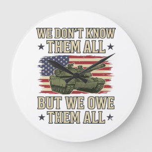 Grande Horloge Ronde Char patriotique de tank de remembrance militaire