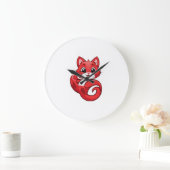 Grande Horloge Ronde Charmant et adorable chat rouge (Maison)