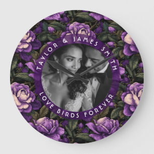 Grande Horloge Ronde Charme Unique des Gardenias pour un Mariage Vintag