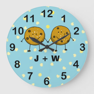 Grande Horloge Ronde Charming Cookie Couple Personnalisé