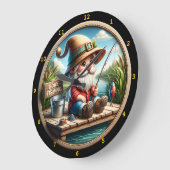 Grande Horloge Ronde Charming Gnome Fishing Pond (Angle)