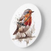 Grande Horloge Ronde Charming Jardin Robin (Angle)