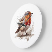 Grande Horloge Ronde Charming Jardin Robin (Angle)