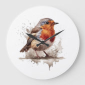 Grande Horloge Ronde Charming Jardin Robin (Recto)