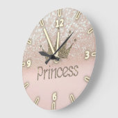 Grande Horloge Ronde Charming Tiara, Princesse, Glittery Bokeh (Angle)