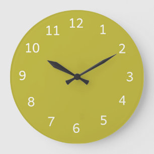 Grande Horloge Ronde Chartreuse Jaune Verdâtre Uni Minimaliste