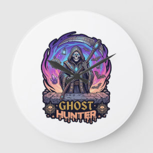 Grande Horloge Ronde Chasseur de fantômes Faucheur Squelette Faux Fl Pu