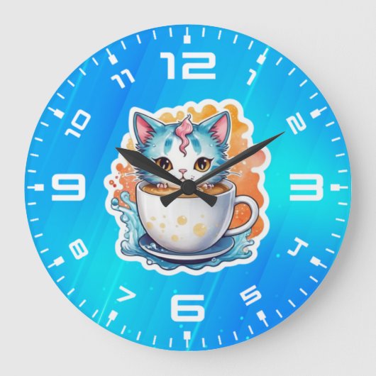 Grande Horloge Ronde Chat à café Mug-94678 (Recto)
