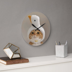 Grande Horloge Ronde Chat adorable