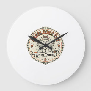 Grande Horloge Ronde Chat Angelcore Chat Angelcore Vintage Vector Art S