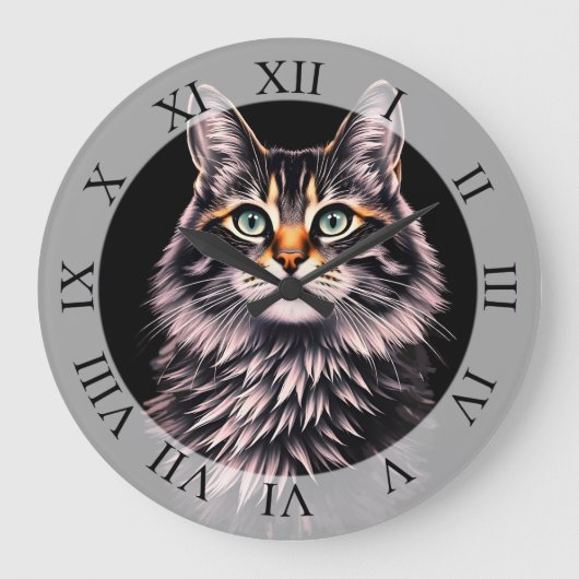 Grande Horloge Ronde Chat aux yeux verts (Recto)