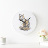 Grande Horloge Ronde Chat Calico Fancy (Maison)