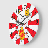 Grande Horloge Ronde Chat chanceux (a) (Angle)
