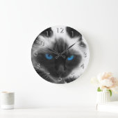 Grande Horloge Ronde Chat de Siamese (Maison)