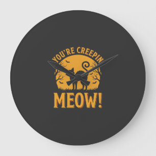 Grande Horloge Ronde Chat d'Halloween Tu me fais peur Miaou