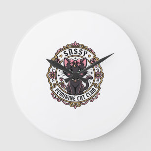 Grande Horloge Ronde Chat Féminin Sassy Design Amusant pour Amateur de 