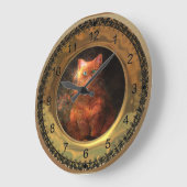 Grande Horloge Ronde Chat gras victorien (Angle)