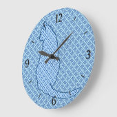 Grande Horloge Ronde Chat japonais - Kimono bleu (Angle)