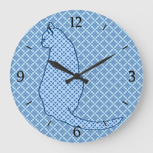 Grande Horloge Ronde Chat japonais - Kimono bleu (Recto)