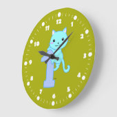 Grande Horloge Ronde chat mignon numéro 1 (Angle)