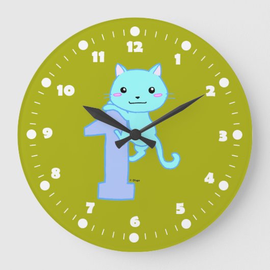 Grande Horloge Ronde chat mignon numéro 1 (Recto)