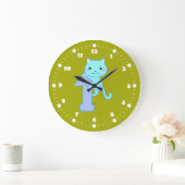 Grande Horloge Ronde chat mignon numéro 1 (Maison)