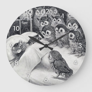 Grande Horloge Ronde Chat Nightmare Owl Bird, Louis Wain