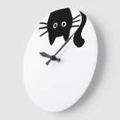 Grande Horloge Ronde Chat noir drôle (Angle)