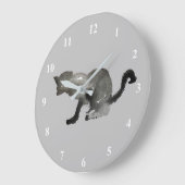 Grande Horloge Ronde Chat noir koolaid félin en aquarelle (Angle)