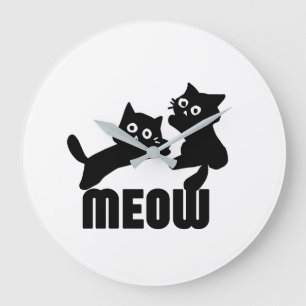 Grande Horloge Ronde chat noir, maman