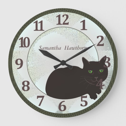 Grande Horloge Ronde Chat noir Personnalisé Grand Mur Arrondi (Recto)