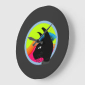 Grande Horloge Ronde Chat noir Retro Punk Vibe (Angle)