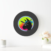 Grande Horloge Ronde Chat noir Retro Punk Vibe (Maison)