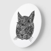 Grande Horloge Ronde Chat ornemental (Angle)