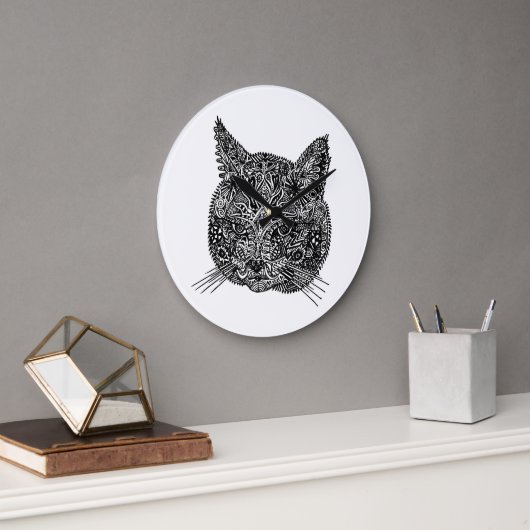 Grande Horloge Ronde Chat ornemental (Bureau)