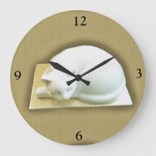 Grande Horloge Ronde Chat sur Gold Box II